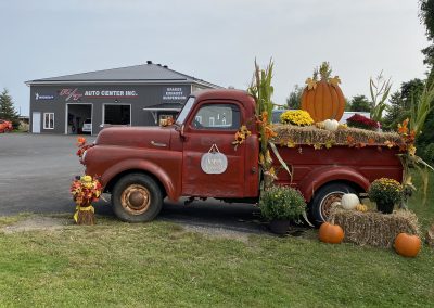 RT Auto Shop with old truck and fall decorations